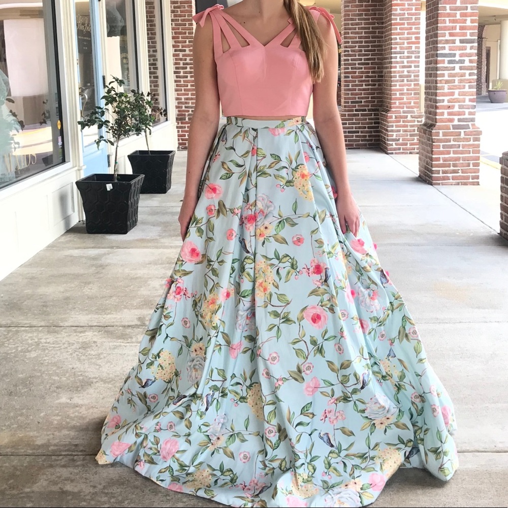 Pink and floral two piece Sherri Hill